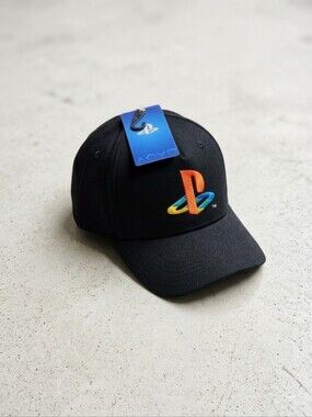 NWT PlayStation Retro Classic Logo Black Snapback Baseball Cap Hat Mad Engine OS